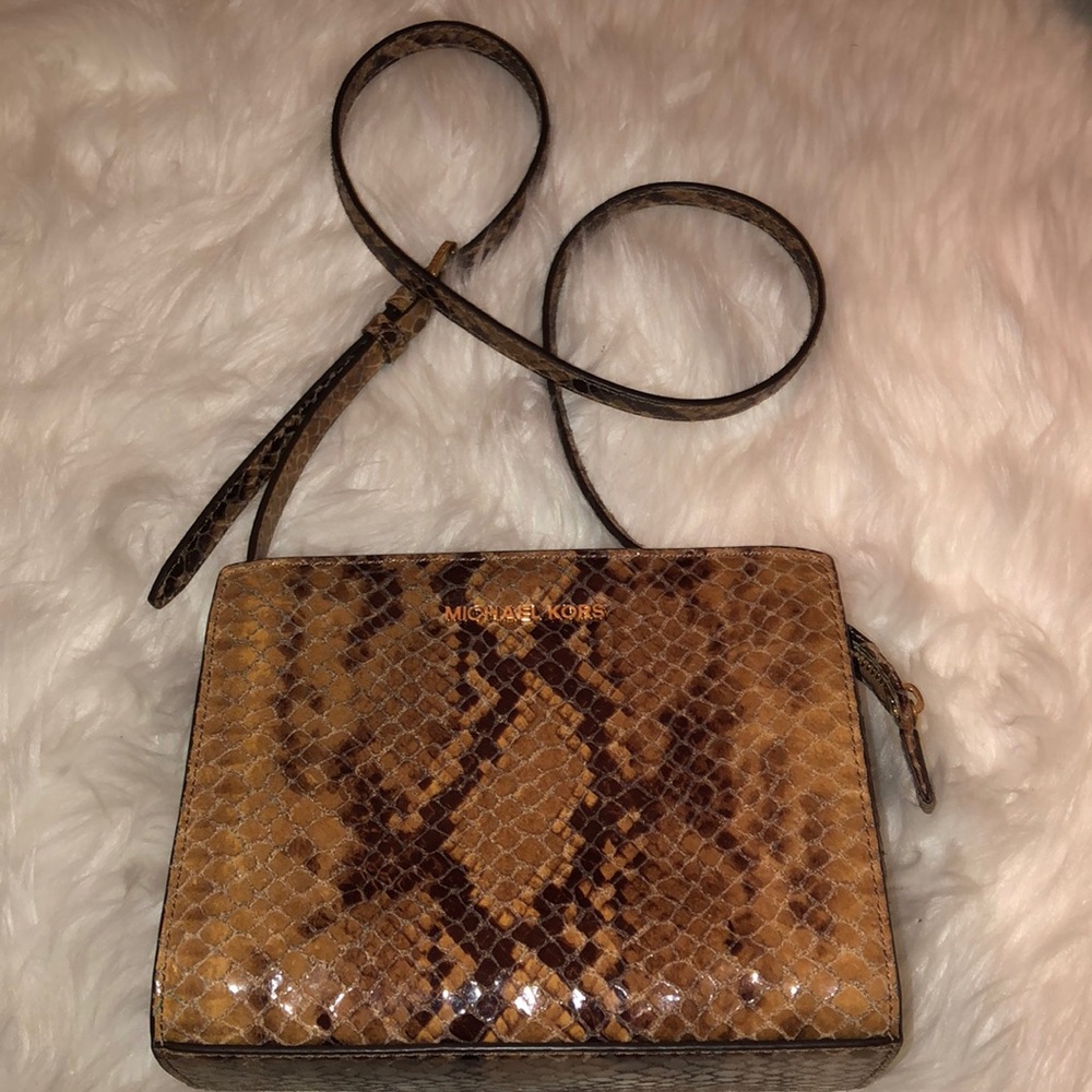 Faux reptile MK side purse